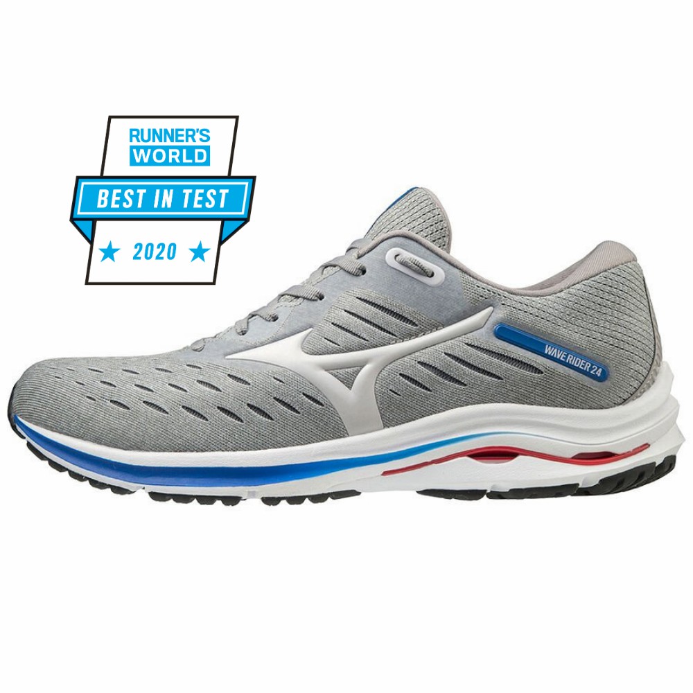 Mizuno Wave Rider 24 - Erkek Koşu Ayakkabısı - Gri/Mavi Türkiye (ZBQUSY-360)